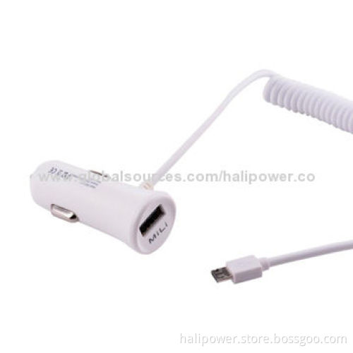 Universal USB Car Charger, Sized 25*24.8*70.5mm, 12V DC InputNew